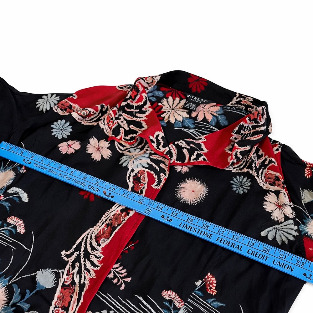 Citron Santa Monica Black Floral Silk Kimono Jacket – EUC – L/XL – MSRP $289 - Picture 12 of 15